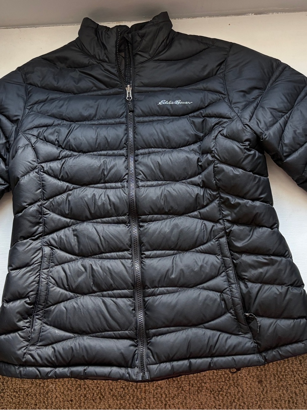 Eddie Bauer Black Quilted Packable Down Jacket